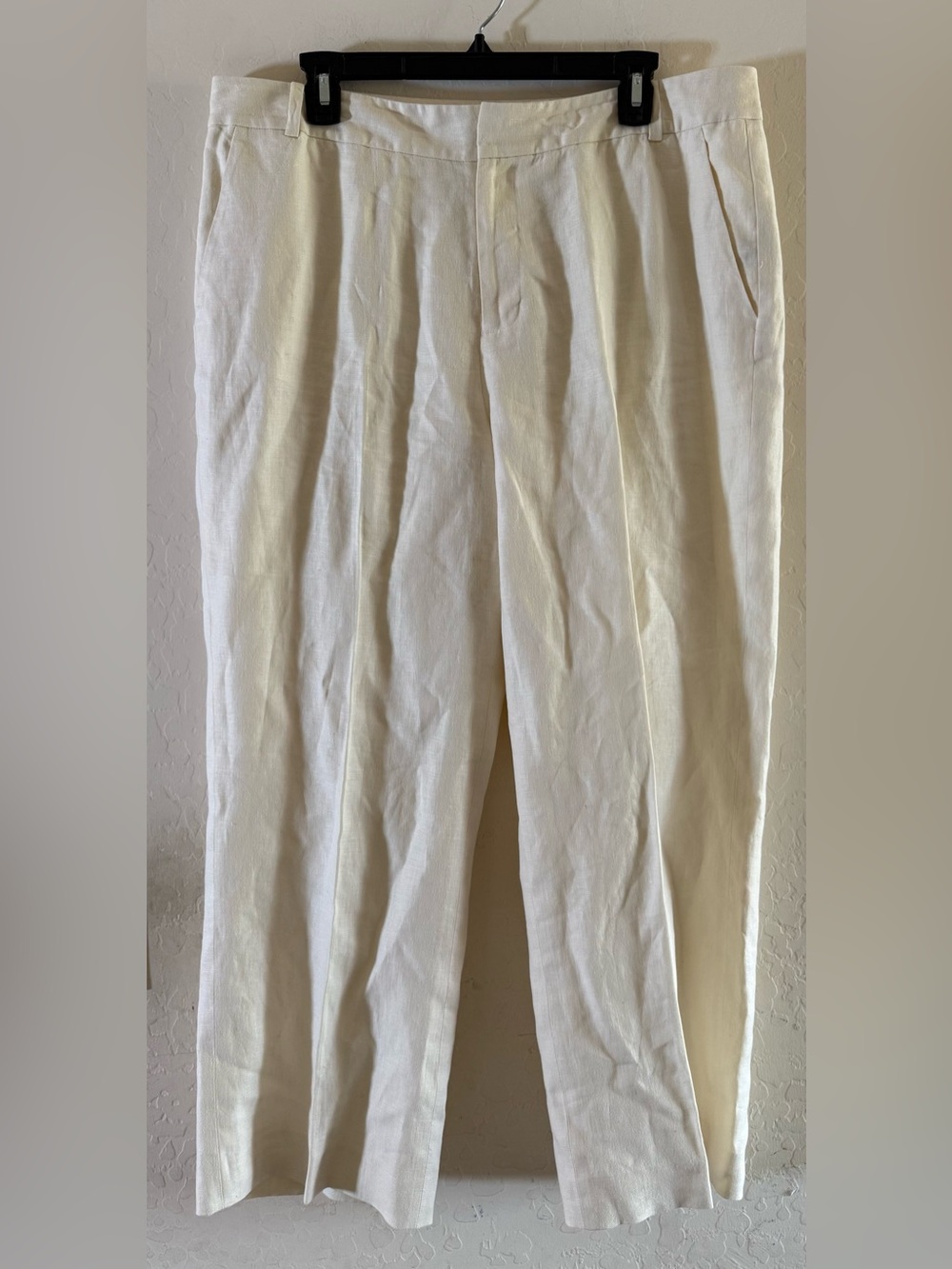 Lauren Ralph Lauren, size 14, cream-colored, pleated 100% linen trousers